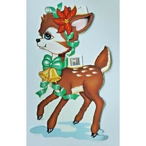 1979 Beistle Reindeer With Bells Die Cut Wall Hanging 13.5" x 8" New